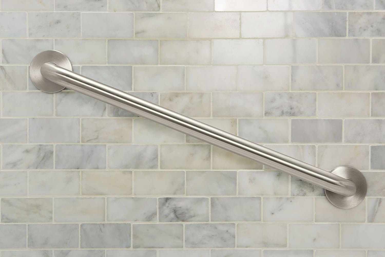 16–18 inch stainless steel grab bars (look for solid mounting hardware):